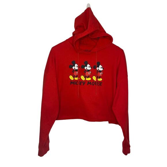 Disney Tops - Disney Mickey Mouse Red Hooded Sweatshirt Boxy Cropped 3XL Plus Size Hoodie